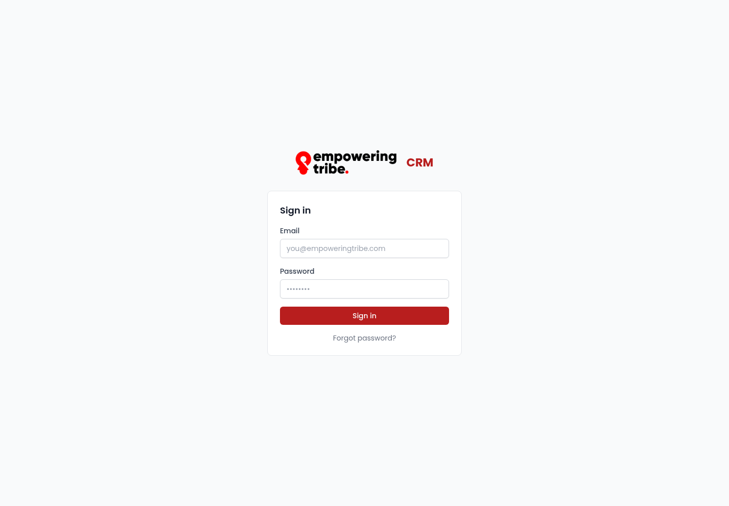 Login screen