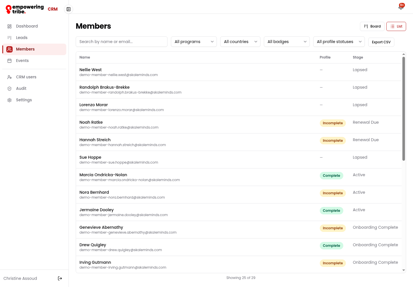 Members list