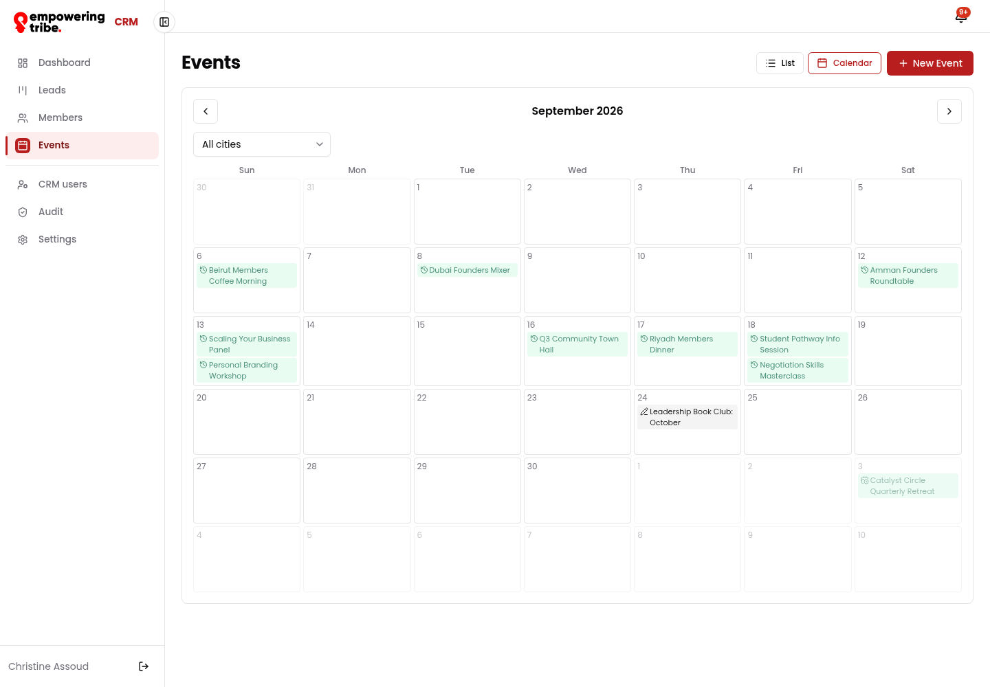 Events calendar