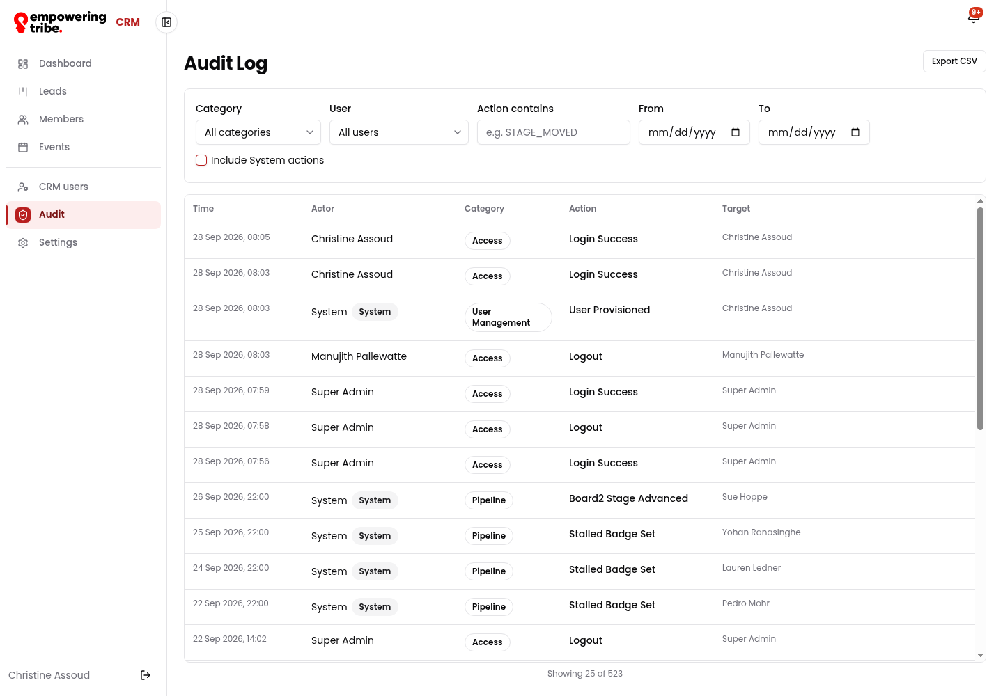 Audit log